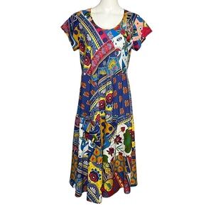 Orientique Naturally Australian Amritsar Tiered Patchwork Dress Size S, AU 12
